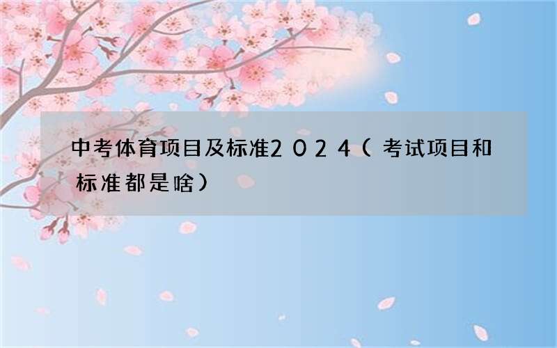 中考体育项目及标准2024(考试项目和标准都是啥)