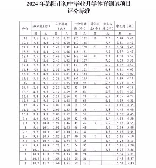 中考体育项目评分标准2024( 100分究竟要跑多快)