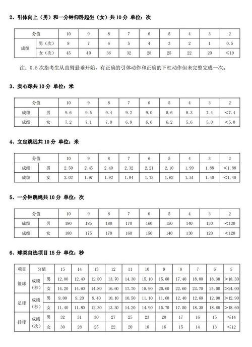 中考体育评分标准成绩表2024(2024年考试怎么评分)