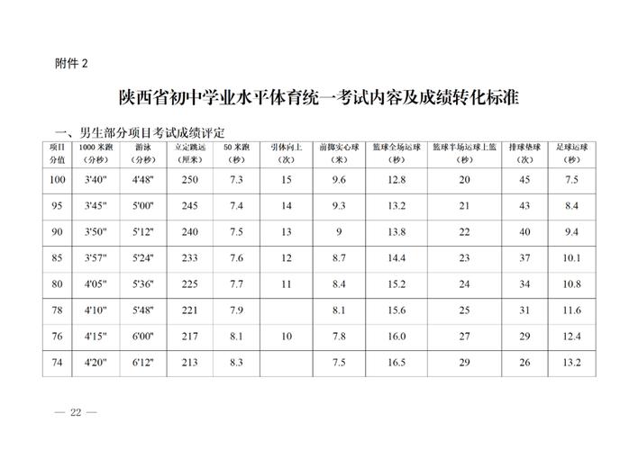 中考体育评分标准2024陕西怎么算(  体质健康标准测试怎么算分)