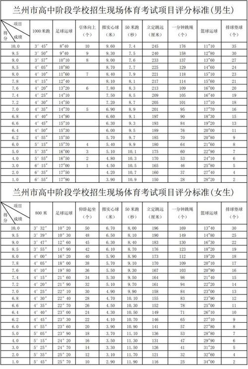 中考体育评分标准2024甘肃(评分标准怎么看)