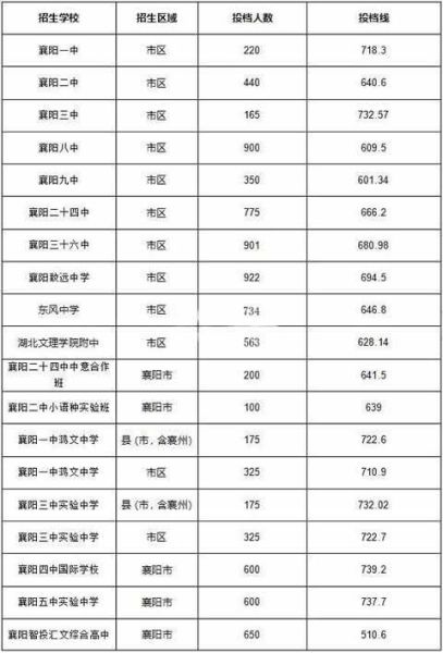 襄阳中考分数线(你的目标学校录取分数线是多少)